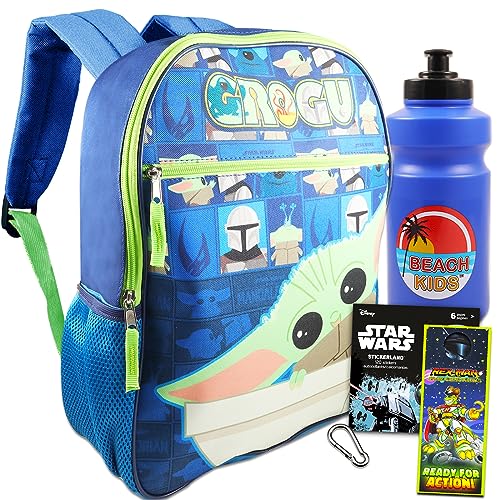 Baby Yoda Store Baby Yoda Backpack Set - Mandalorian School Supplies Bundle with 16 Backpack Plus Baby Yoda Water Bottle, Star Wars