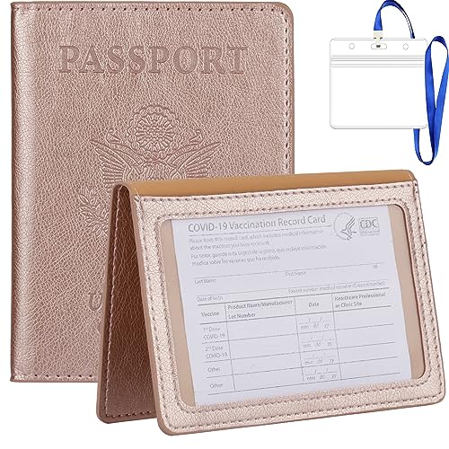 TIGARI Passport Holder Wallet, and Vaccine Card Combo, Slim Travel Accessories Bag for Women Men, Leather Cover Protector with Waterproof Slot