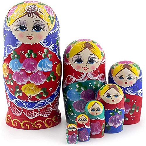 Starxing Russian Nesting Dolls Wood Matryoshka Stacking Set of 7 Handmade Toys for Children Kids Adults Easter Mother's Day Birthday Christmas Halloween Home Room Decoration Gift