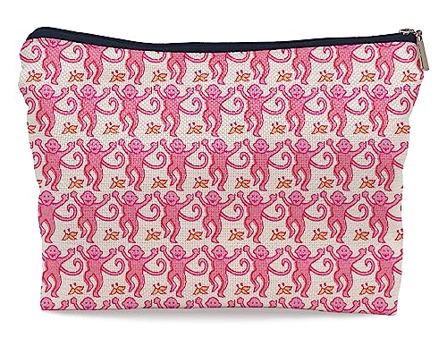 Ayxvt Preppy makeup bag,pink makeup bag,Women's Makeup Bag Zipper Pouch Travel Toiletry,Gifts for Monkey Lovers Teen Girls