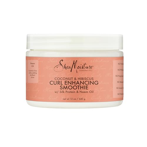 SheaMoisture Smoothie Curl Enhancing Cream Coconut and Hibiscus for Thick, Curly Hair Sulfate Free and Paraben Free 12 oz