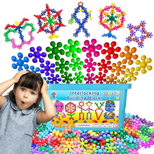 Curious 2 Learn 300 Pieces Building Blocks- Kids STEM Toys Educational Building Toys- Discs Sets Interlocking, Solid Plastic for Preschool Kids Boys and Girls Aged 3+, Creativity Kids Toys