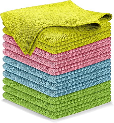 USANOOKS Microfiber Cleaning Cloth - 12Pcs (16x16 inch) High Performance - 1200 Washes, Ultra Absorbent Towels for Cars Weave Grime & Liquid for Streak-Free Mirror Shine