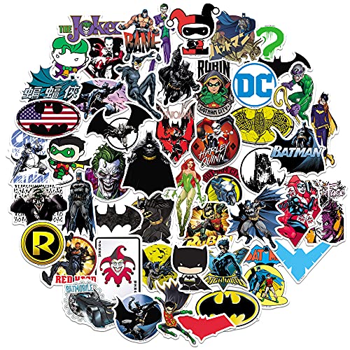 Batman Sticker Pack Die Cut Vinyl Large Deluxe Stickers Variety Pack - Laptop, Water Bottle, Scrapbooking, Tablet, Skateboard, Indoor/Outdoor - Set of 50