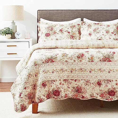 Greenland Home Antique Rose Full/Queen Quilt Set, Ecru