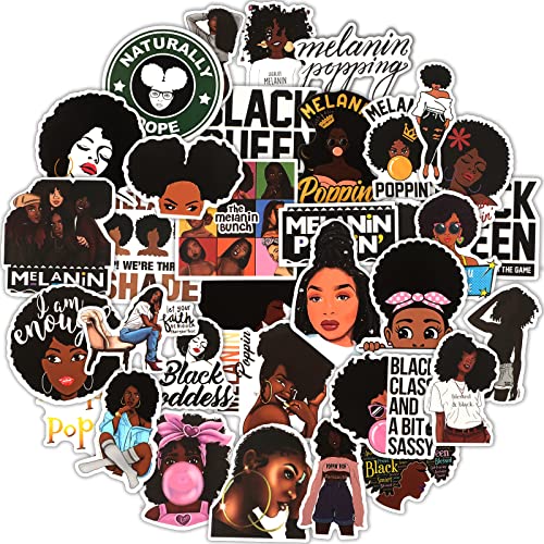 Zonon 100 Pieces Melanin Stickers Black Girl Pop Singer Computer Decal for Laptop Water Bottles Skateboard Graffiti Patches, Trendy Waterproof Vinyl Stickers for Teens (Stylish)