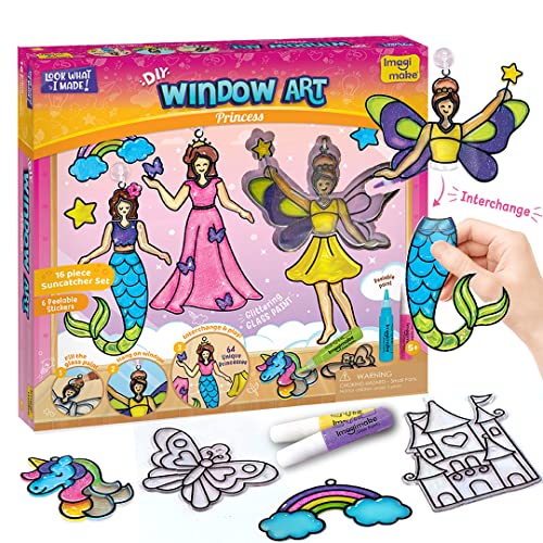 Imagimake Window Art Princess | Suncatcher Kit | Arts and Crafts for Kids Ages 6-8 | Girls Toys Age 6-8 | Unicorn Gifts for Girls Age 6-8 | 7 Year Old Girl Birthday Gifts