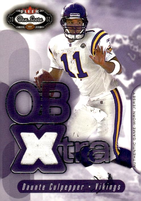 2002 Fleer Box Score QBXtra Jerseys #3 Daunte Culpepper Vikings Football Card (Memorabilia Piece or Relic) NM-MT