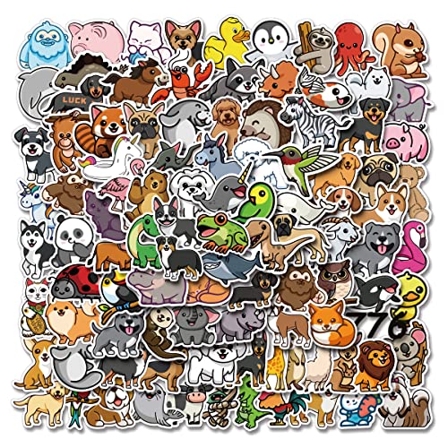 100Pcs Cute Animal Stickers,Vinyl Waterproof Stickers for Laptop,Bumper,Skateboard,Water Bottles,Computer,Phone, Cute Animal Stickers for Kids Teens (Cute Animal 100pcs Stickers)