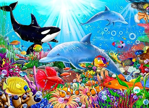 Puzzles for Kids Ages 4-8 - Bright Undersea World - 100 Piece Jigsaw Puzzles for Kids Ages 3-5 6-8 8-10 Year Old - Colorful Children Puzzles for Boys and Girls Educational Learning Toys and Gifts