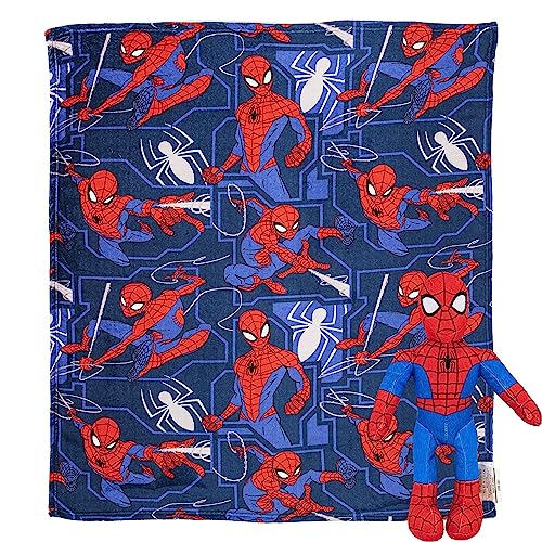 Northwest Character Hugger Pillow & Silk Touch Throw Blanket Set, 40' x 50', Spider-Man - Fearless Spidey