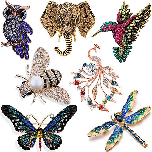 Women Brooch Set Crystal Pin Christmas Gifts Stocking Stuffers Vintage Animal Insect Elegant Flower Pins Brooches Bulk for Women Girls Set-A