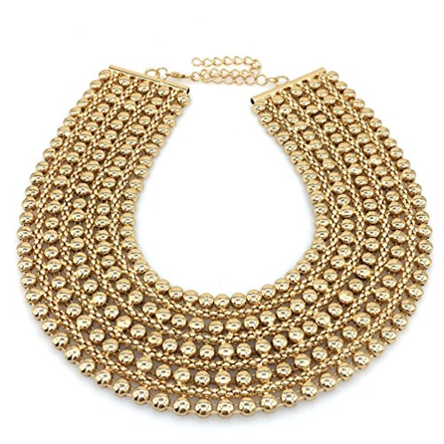 SHAMZBEST Chunky Metal Statement Necklace For Women Neck Bib Collar Choker Necklace Maxi Jewelry (gold)