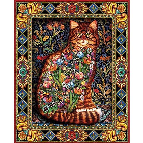 DIY 5D Diamond Painting Kits for Adults Cat Full Drill Round Gem Painting Arts Craft for Home Wall Decoration(12x16inch/30x40cm)