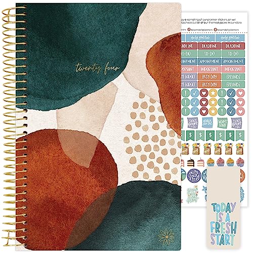 bloom daily planners 2024 Calendar Year Day Planner (January 2024 - December 2024) - 5.5” x 8.25” - Weekly/Monthly Agenda Organizer Book with Stickers & Bookmark - Earthy Abstract, Green