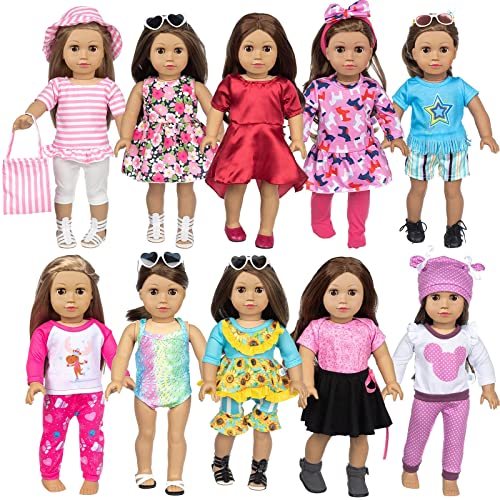 BDDOLL 23 Pcs 18 Inch Girl Doll Clothes and Accessories for 18 Inch Doll Dress with Our Generation Dolls Including 10 Complete Sets of Clothing Outfits