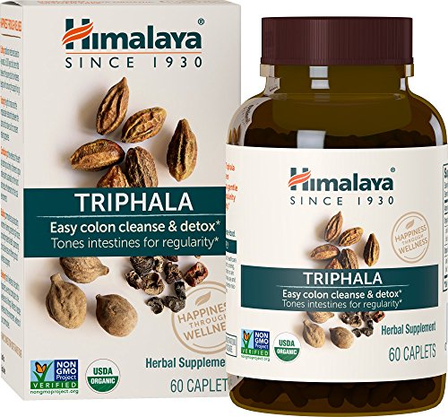 Himalaya Organic Triphala, 2 Month Supply, for Colon Cleanse, Detox & Occasional Constipation, USDA Certified Organic, Non-GMO, Gluten-Free, Extract & Powder Herbal Supplement, 688 mg, 60 Caplets