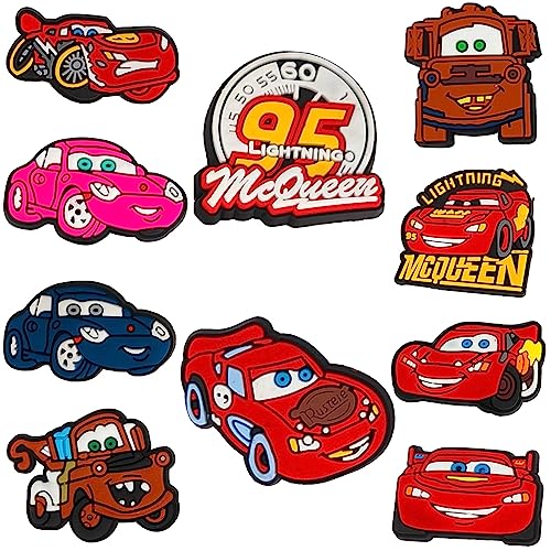 YBW JMEDIC Cute TV Anime Lightning Car Shoes Charms for Boys Girls Multiple Styles Racing Designs Clog Slides Sandals Cute Fashion Shoe Decorations Accessories for Bracelets Party Favors-10pcs