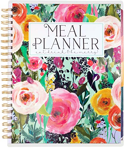 Large Meal Prep Planner, Spiral, Pull-off Grocery Shopping Lists, Kitchen Management, Tabbed Dividers, Laminated Covers, Easy Organizing, Avoid Food Waste, Folder Pockets, Covers a full Year - Eccolo