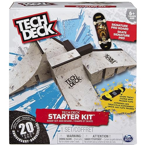 TECH DECK Starter Kit, Customizable Ramp Set with Exclusive Pro Fingerboard and Trainer Clips, Kids Toys for Boys and Girls Ages 6 and up
