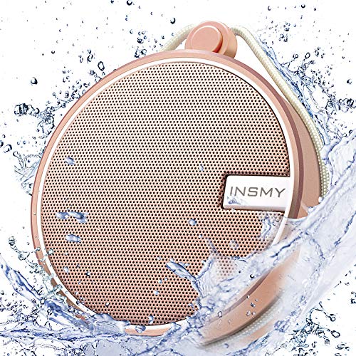 INSMY C12 IPX7 Waterproof Shower Bluetooth Speaker, Portable Small Speaker, Speakers Bluetooth Wireless Loud Clear Sound Support TF Card Suction Cup for Outdoor Kayak Canoe Beach Gift (Cashmere Pink)