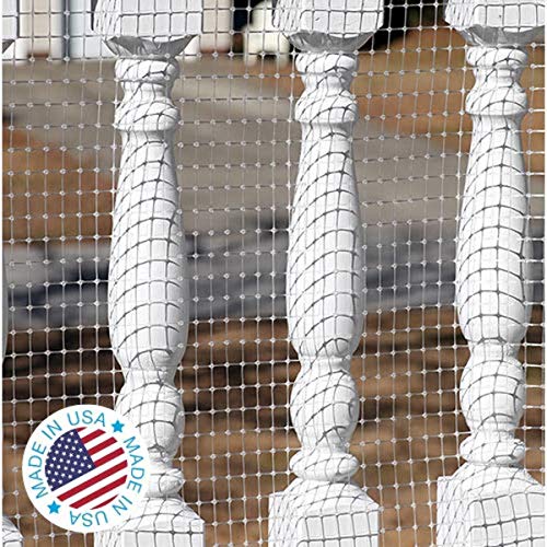 KidKusion Deck Guard | Made in USA | 16' L x 38' H | Clear | Outdoor Balcony and Stairway Deck Rail Safety Net | Child Safety; Pet Safety; Toy Safety, 4500