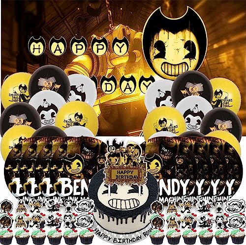 Bendy And The Ink Machine Party Supplies Decorations Cake Topper Birthday Backdrop Background Decor