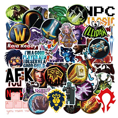 World of Warcraft Game Stickers Decals for Laptop Water Bottles Bomb Cool Computer Skateboard Luggage Motorcycle Car 50pcs