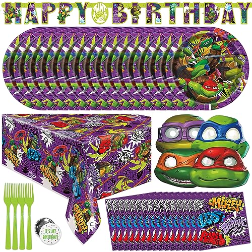 Teenage Mutant Ninja Turtle Birthday Party Supplies | Serves 16 Guests | Officially Licensed | TMNT Mutant Mayhem Movie | Birthday Decorations