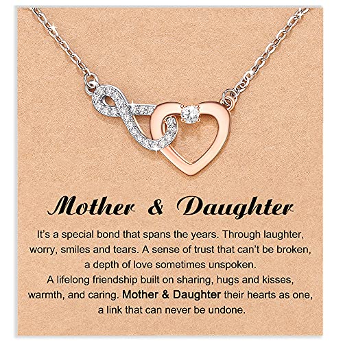 Shonyin Mother Daughter Necklace Mothers Day Gifts from Daughter Infinity Heart Pendant Necklace Jewelry for Women Mother in Law Mom Necklace Valentines Day Gifts for Mom Daughter