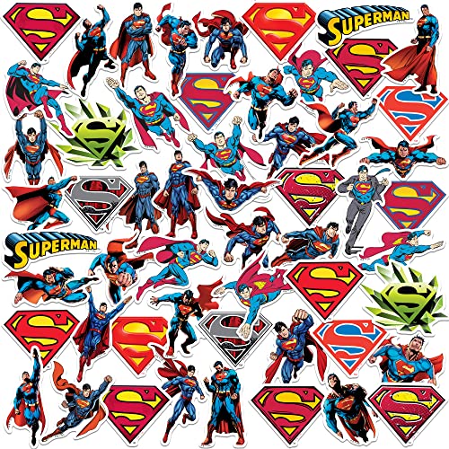 Superman Character Poses 50CT Sticker Pack Large Deluxe Stickers Variety Pack - Laptop, Water Bottle, Scrapbooking, Tablet, Skateboard, Indoor/Outdoor - Set of 50
