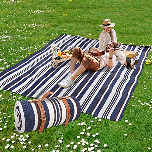 sapsisel 80”x 80” Picnic Blanket Extra Large, Waterproof and Foldable Beach Blanket, 3-Layer Outdoor Blanket for 6 to 8 Adults, for Camping, Park, Beach, Grass, Indoors…