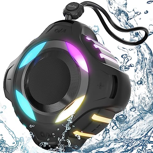 Waterproof Bluetooth Speaker IPX7, Shower Speaker with Dynamic Lights, TWS Mode, Loud Stereo Sound, Robust Bass, Portable Wireless Speaker with 24H Playtime for Home, Outdoor/Kayak/Gift for Men, Women