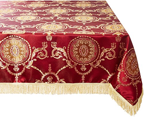 Violet Linen Prestige Damask Design Tablecloth Burgundy 60' by 102' Oblong/Rectangle