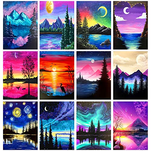 TINY FUN 12 Pack Diamond Painting Kits for Adults 5D Diamond Art Kit Paint by Number for Beginners, DIY Paint with Round Full Drill Diamonds Paintings Gem Art for Home Wall Decor Gift (12X16 Inch