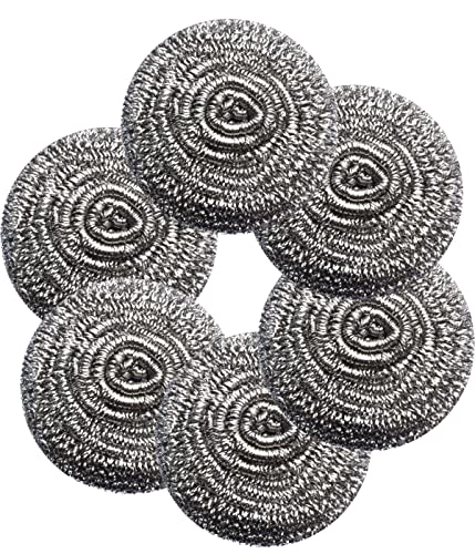 Docduet 6Pcs Steel Wool Scrubbers - Flexible Scrubber Pads for Cleaning Dishes, Pots, Pans, Grills and Sinks