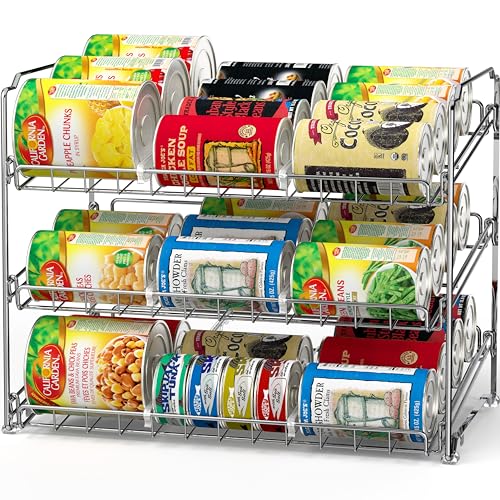 Simple Houseware Stackable Can Rack Organizer 17''W x 11.5''D x 14'H Chrome