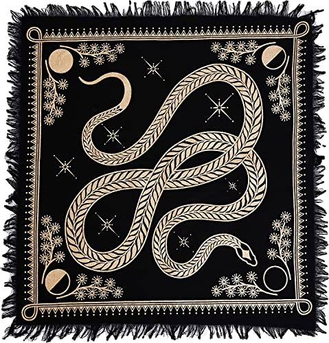 ASAV Tarot Altar Cloth Golden Snake Dragon Table Napkin Cloth Witchery Supplies Home Decor Wall Art Spiritual Witchcraft Square (18x18 Inches (46x46 Cm))