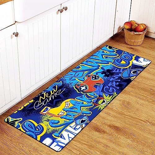 MoBlinko Kitchen Rugs Cartoon Monster Joystick Funny Joystick Gamepad Bathroom Mat Non Skid Washable Standing Floor Mat Runner Carpet for Bathroom Home Office Farmhouse Laundry 39x 20 Inch