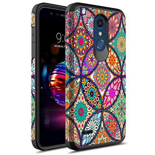 LG K30 Case, LG Premier Pro LTE Case, LG Harmony 2 Case, LG Phoenix Plus Case, Rosebono Slim Hybrid Dual Layer Shockproof Graphic Cover Armor Case for LG K10 2018 (Colorful Mandala)