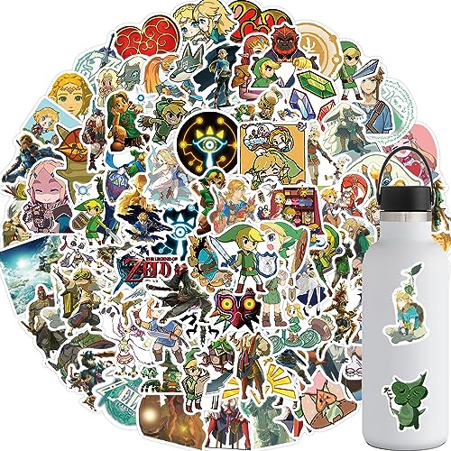 100Pcs The Legend of Zelda Game Stickers Decals, Vinyl Waterproof Stickers Decals for Laptop Water Bottle Bike Skateboard Luggage Computer Hydro Flask Toy Snowboard for Kids Teens Adults