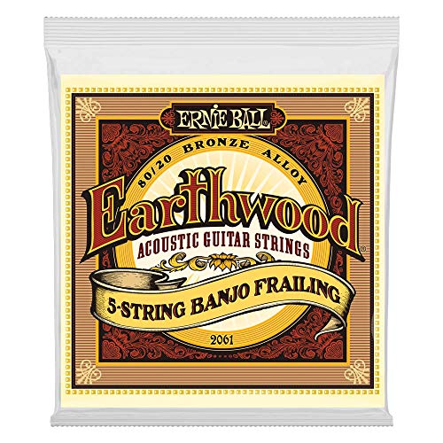 Ernie Ball Earthwood 5-String Frailing 80/20 Bronze Banjo Strings, 10-24 Gauge (P02061)
