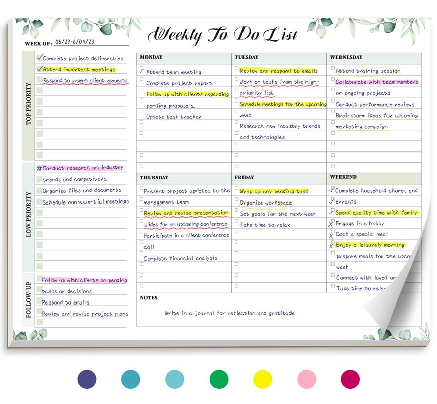 Weekly To Do List Notepad with 52 Tear Off Sheets（8.5'×11'）- Undated Weekly Desk Planner for Women & Man,Work and Home-Serene Green