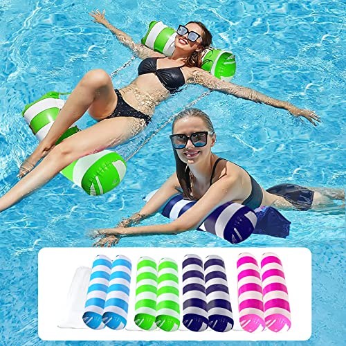 【4 Pack】 Inflatable Pool Floats Hammock, Water Hammock Lounges, Multi-Purpose Swimming Pool Accessories(Saddle, Lounge Chair, Hammock, Drifter) Suitable for Swimming Pool, Beach, Outdoor
