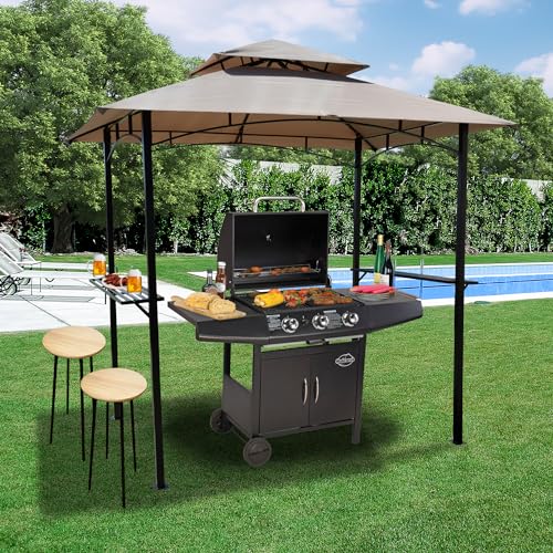 Kozyard Andra Soft Top BBQ Canopy - 8'X5' Outdoor Grill Gazebo Grill Canopy (Tent) with 4pcs Detachable LED Light, Perfect for Barbecue & Grill, Outdoor Canopy