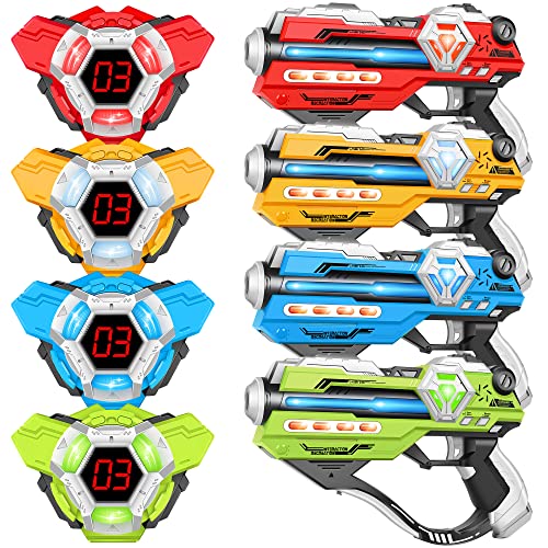 IVOXEX Laser Tag Guns Set of 4 Laser Tag Guns with Digital LED Score Display Vests,Gifts for Teens and Adults Boys & Girls,Adults and Family Fun,Gift for Kids Ages 6 7 8 9 10 11 12+Year Old Boy
