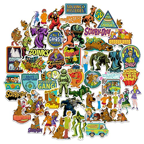 Scooby-DOO Sticker Pack Die Cut Vinyl Large Deluxe Stickers Variety Pack - Laptop, Water Bottle, Scrapbooking, Tablet, Skateboard, Indoor/Outdoor - Set of 50