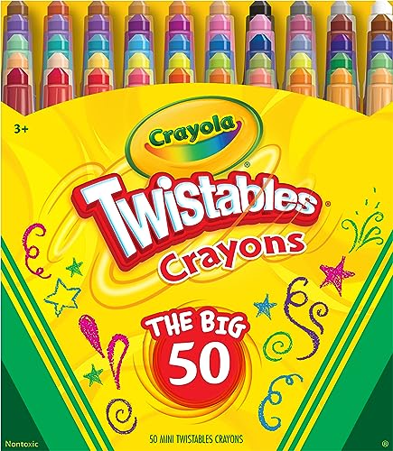 Crayola Mini Twistables Crayons (50ct), Kids Art Supplies, Unique Gifts for Kids, Coloring Set, Crayons for Toddlers & Kids, 3+