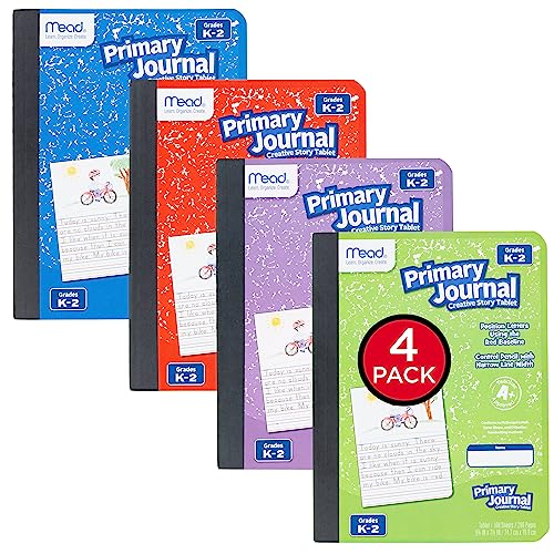 Mead Primary Journal, Half Page Ruled, Grades K-2, 7-1/2' x 9-3/4', 100 Sheets, 4 Pack (610051-ECM)