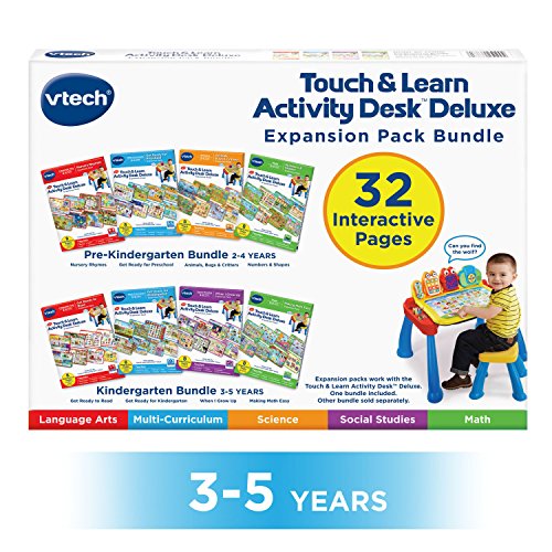 VTech Activity Desk 4-in-1 Kindergarten Expansion Pack Bundle for Age 3-5